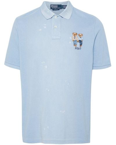 Polo Ralph Lauren Polo Bear-embroidered Polo Shirt - Blue
