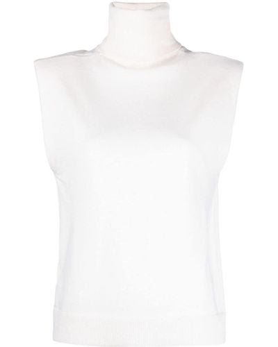 Frankie Shop Nadia Rollneck Wool Jumper Vest - White
