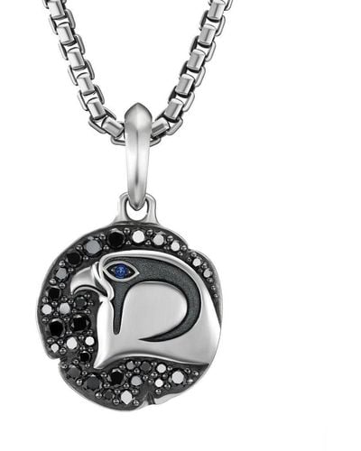 David Yurman Sterling Silver Cairo Falcon Sapphire And Diamond Amulet - Metallic