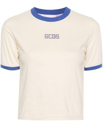 Gcds T-shirt Verfraaid Met Stras - Wit