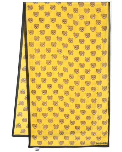 Moschino Schal mit Teddy-Print - Gelb
