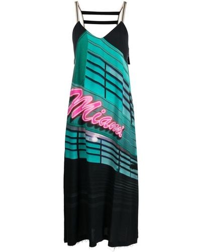 Palm Angels Miami グラフィック ドレス - グリーン