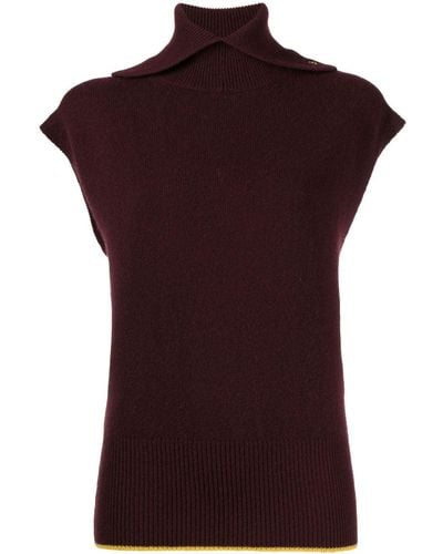 Victoria Beckham Roll-neck Sleeveless Sweater - Brown