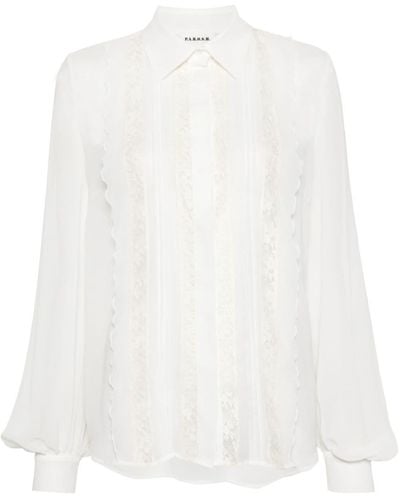 P.A.R.O.S.H. Camisa de gasa con panel de encaje - Blanco