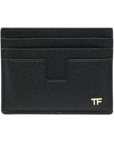 Tom Ford Porte-cartes en cuir à plaque logo - Noir