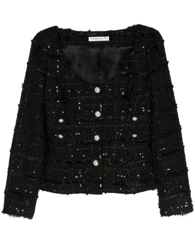 Alessandra Rich Sequin-embellished Tweed Jacket - Black