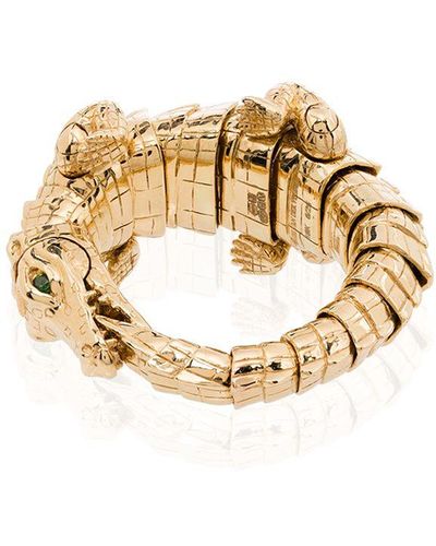 Bibi Van Der Velden 18kt Yellow Gold Crocodile Wrap Ring - Metallic