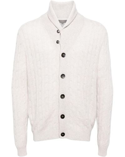 N.Peal Cashmere Garrick Cable-knit Cardigan - White