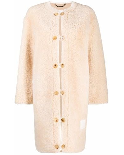 Chloé Manteau en peau lainée à simple boutonnage - Multicolore