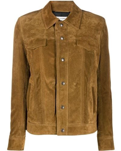 Saint Laurent Calf Leather Tasseled Jacket - Brown