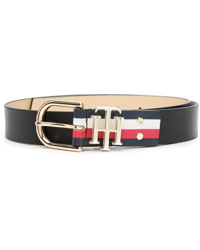 Tommy Hilfiger ロゴプレート レザーベルト - ブラック