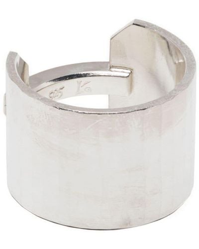 Werkstatt:münchen Gravierter Ring mit poliertem Finish - Weiß