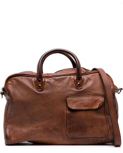 Numero 10 Leather Crossbody Briefcase - Brown