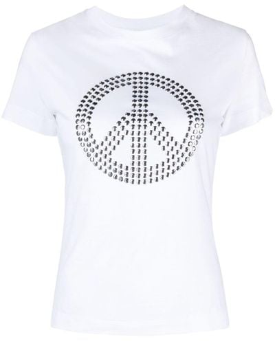 Moschino Jeans T-shirt con simbolo pace - Bianco