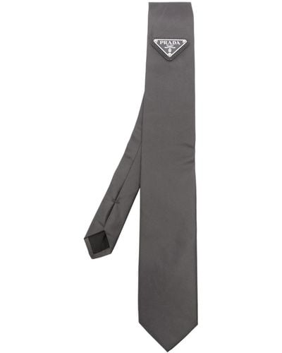 Prada Corbata con logo triangular - Blanco