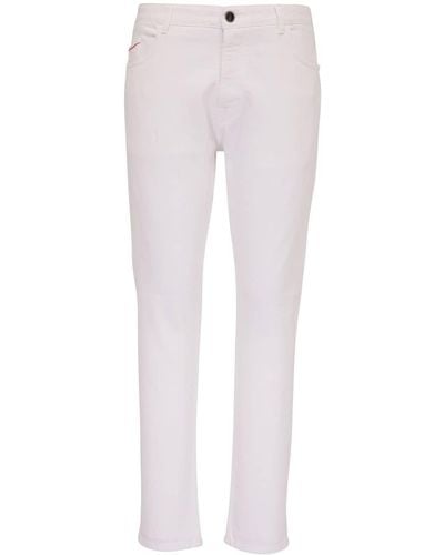 Isaia Halbhohe Slim-Fit-Jeans mit Logo - Weiß