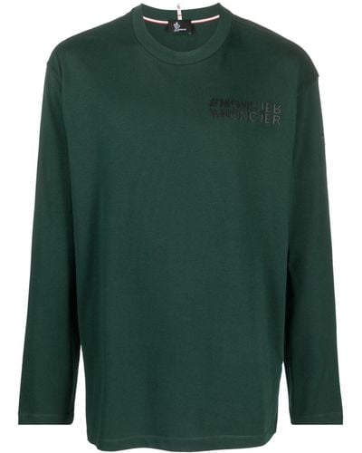 3 MONCLER GRENOBLE T-shirt manches longues à logo imprimé - Vert