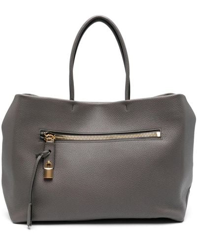Tom Ford Large Alix Leather Tote Bag - Gray