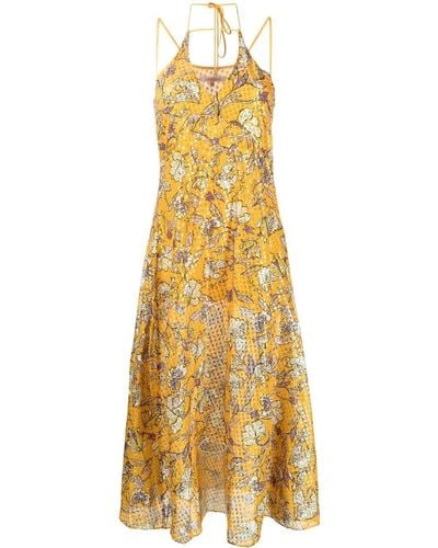 Patrizia Pepe Floral-print Halterneck Dress - Yellow