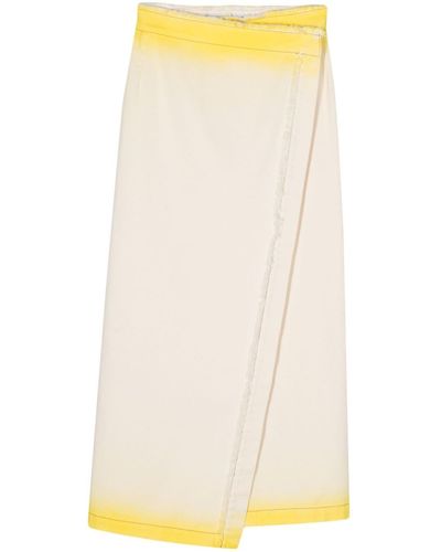 MSGM Jupe mi-longue à design bicolore - Blanc