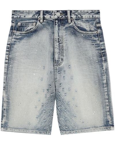 we11done Bestickte Jeans-Shorts - Blau