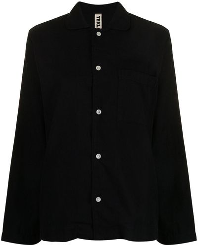 Tekla Poplin Pyjama Shirt - Black