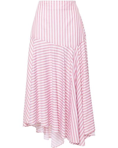 Viktor & Rolf Volant Striped Asymmetric Skirt - Pink