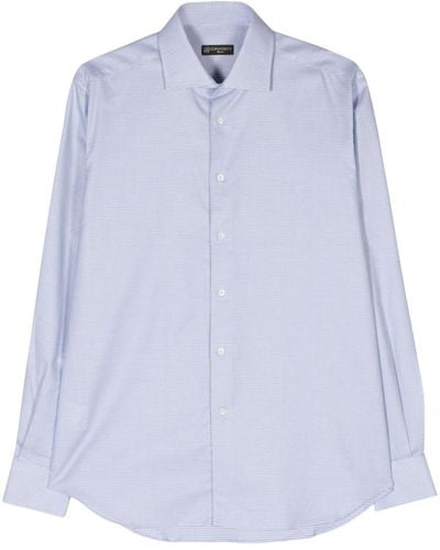 Corneliani Geometric-jacquard Cotton Shirt - ブルー