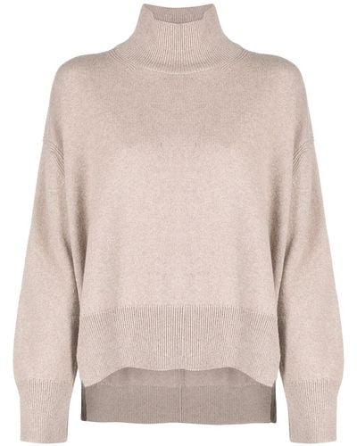 Barrie Roll Neck Cashmere Sweater - Natural