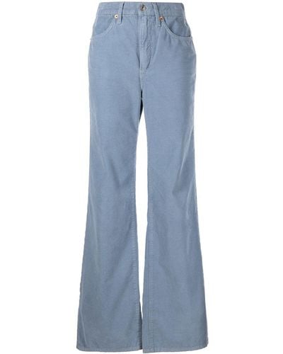 RE/DONE Corduroy High-rise Wide-leg Trousers - Blue