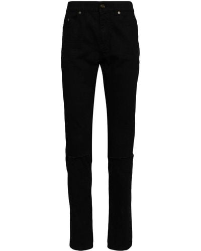 Saint Laurent Distressed Slim-leg Jeans - Black
