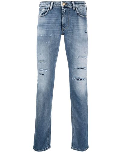 Emporio Armani Straight-leg Ripped Jeans - Blue