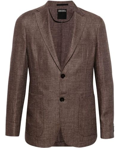 Zegna Notched-lapel Single-breasted Bazer - Brown