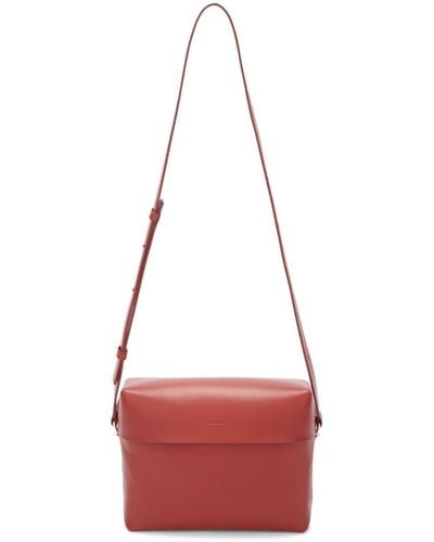 Jil Sander Square Leather Shoulder Bag - Red