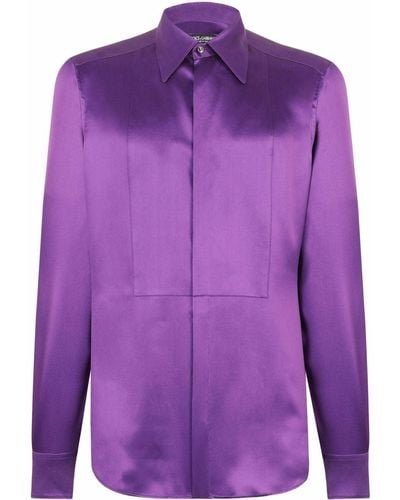 Dolce & Gabbana Tuxedo Silk Shirt - Purple