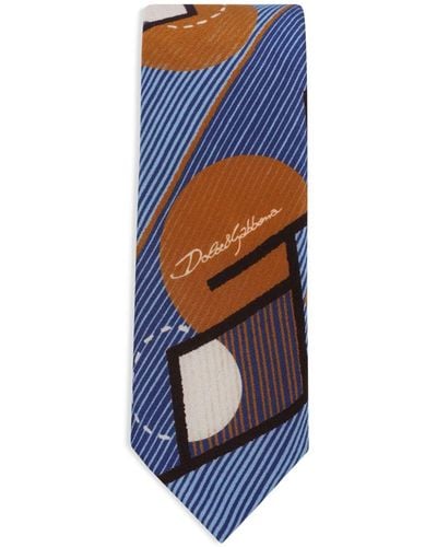 Dolce & Gabbana Krawatte aus bedrucktem Seiden-Crêpe - Blau