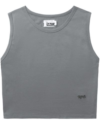 Izzue Logo-embroidered Cotton Vest - Grey