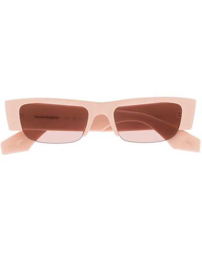 Alexander McQueen Sonnenbrille mit Logo-Print - Pink