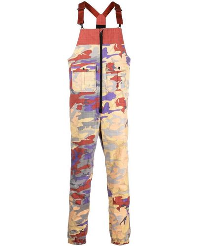 Stone Island Camouflage-print Dungarees - Red