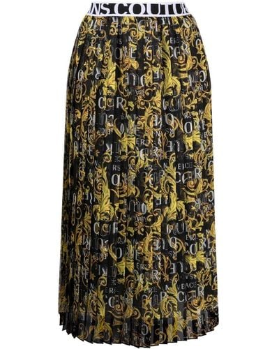 Versace Jeans Couture Logo-print Pleated Skirt - Black