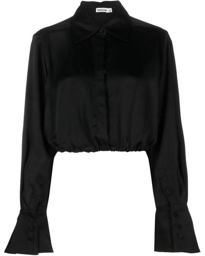 Jonathan Simkhai Cropped Satin Shirt - Black