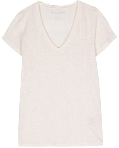 Majestic Filatures V-neck Linen-blend T-shirt - White