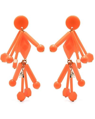 Patrizia Pepe Geometric-pendant Clip-on Earrings - Orange
