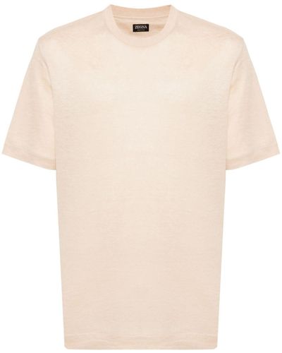 ZEGNA Short-sleeve Linen T-shirt - Natural