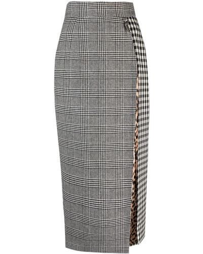 Roberto Cavalli Checked-panels Long Skirt - Gray