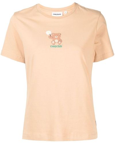 Chocoolate Logo Bear-print T-shirt - Natural