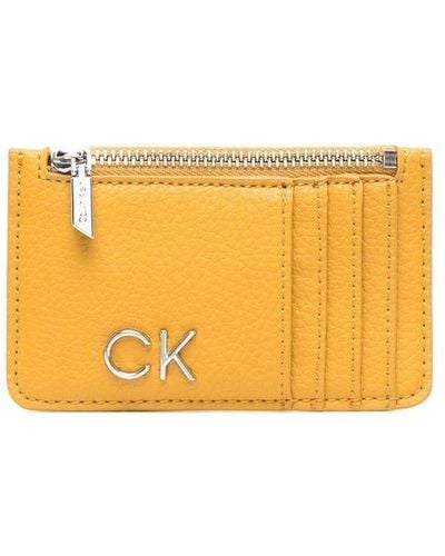 Calvin Klein Porte-cartes en cuir à logo - Orange