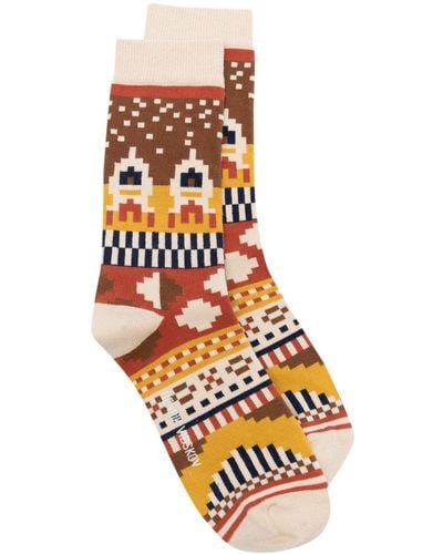 Henrik Vibskov Geometric-pattern Knitted Socks - White
