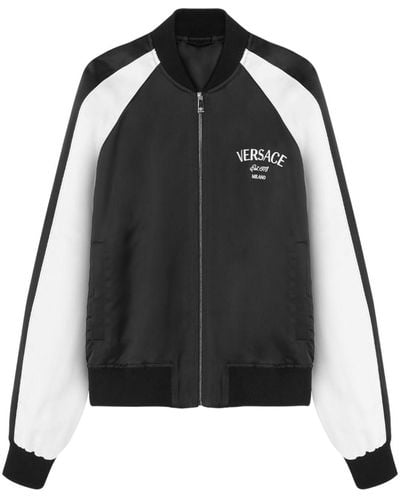 Versace Logo-embroidered Bomber Jacket - Black