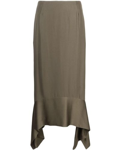 Totême Asymmetric Crepe-texture Midi Skirt - Green